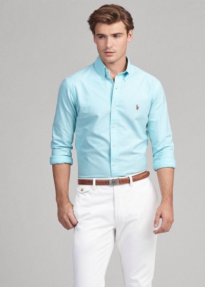 Camisa Oxford Polo Ralph Lauren Hombre Azules - Slim Fit Stretch - DVIEH4876